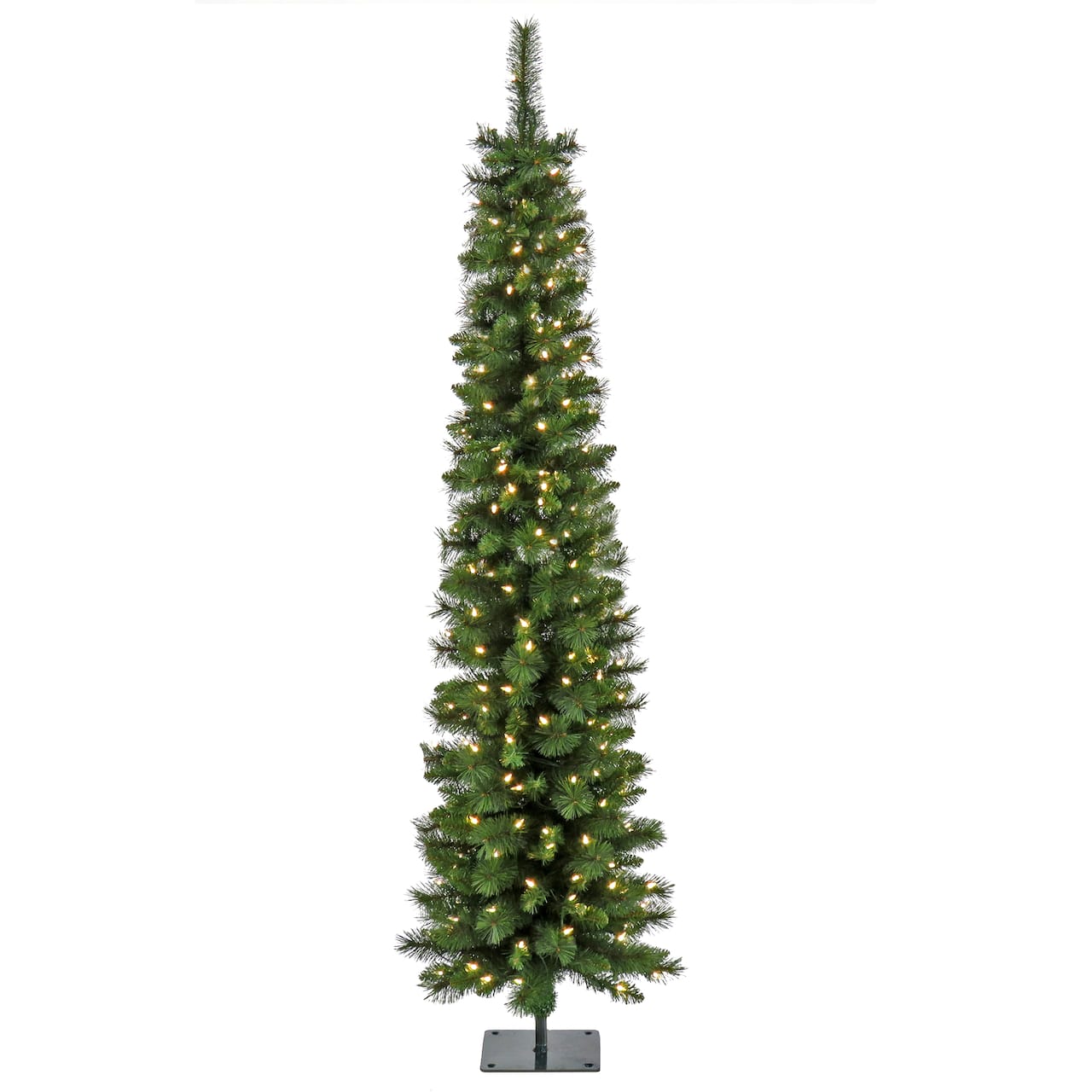 6ft. Pre-Lit Nooksack Fir Pencil Artificial Christmas Tree, Warm White LED Lights